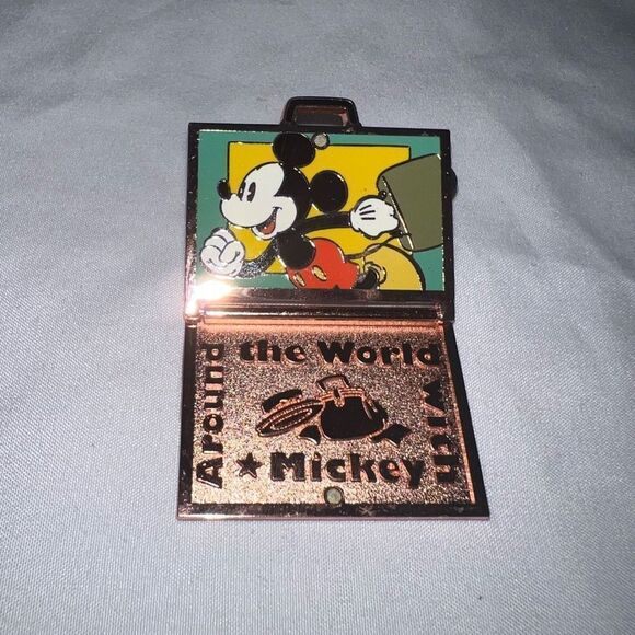 Walt Disney World Parks Disney Pin Around the World with Mickey Hinged Suitcase - Picture 2 of 8